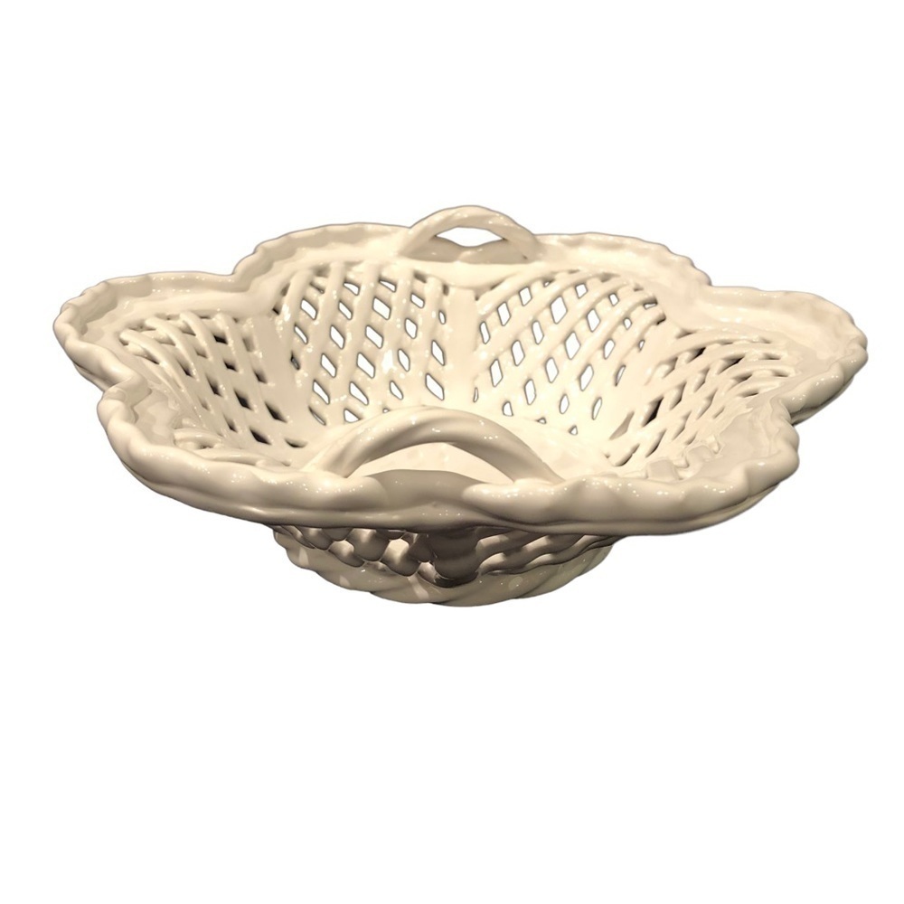 vintage White Porcelain Basket